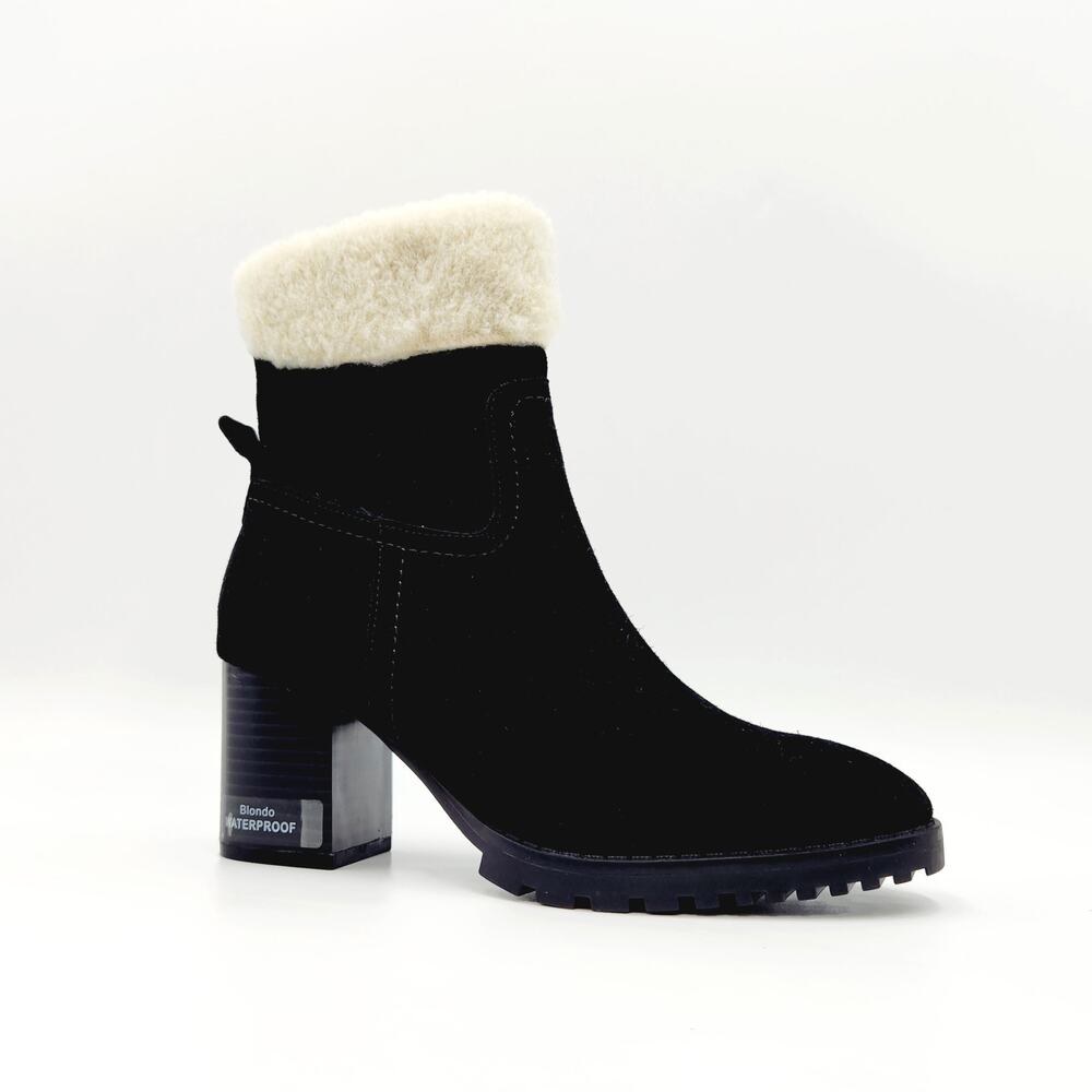 Blondo Women Black Waterproof Suede Shealing Tia Casual Ankle Booties Size 10M